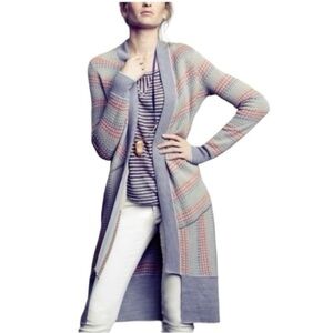 Anthropologie Sparrow Wool Cotton Cashmere Striped Long Cardigan Sweater Small